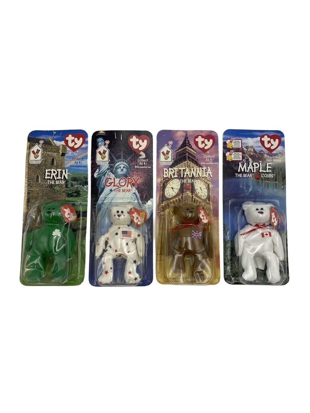 1999 McDonald's TY Beanie Babies International Bears Complete Set of 4